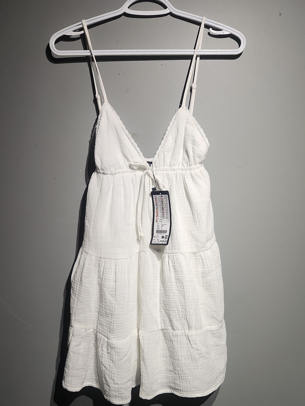 White Gauze Tiered Sundress with Adjustable Straps